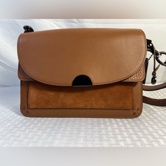 4001: Coach Parker Brown Leather & Suede Shoulder Bag 73547 - Picture 6 of 16